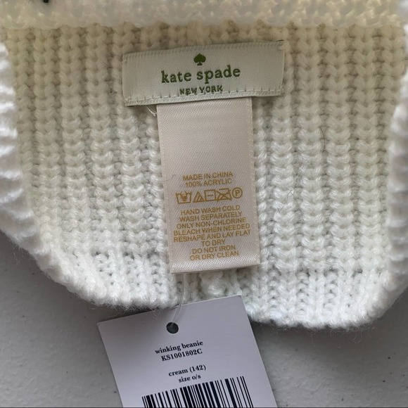 Kate Spade Winking Beanie Hat in Cream NWT - Picture 5 of 5